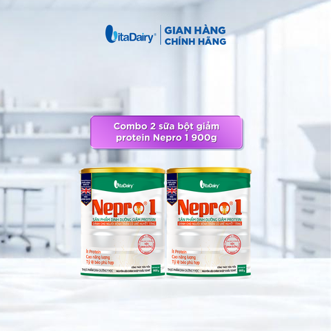  Combo 2 Sữa bột Nepro 1 900g, bổ sung dinh dưỡng cân đối với mức đạm hợp lý - VitaDairy 