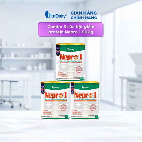 Combo 3 Sữa bột Nepro 1 900g, phù hợp với người cần lưu ý đến chức năng thận - VitaDairy 