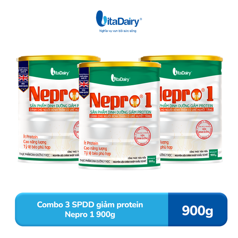  Combo 3 Sữa bột Nepro 1 900g, phù hợp với người cần lưu ý đến chức năng thận - VitaDairy 