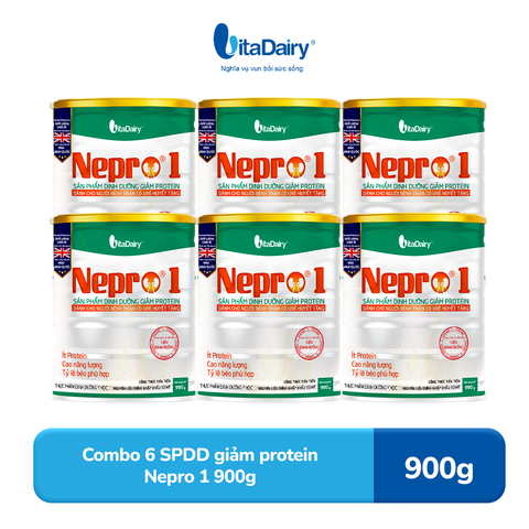  Combo 6 Sữa bột Nepro 1 900g, bổ sung dinh dưỡng cân đối với mức đạm hợp lý - VitaDairy 