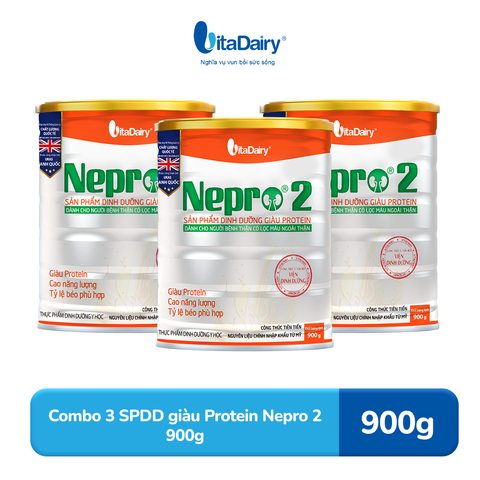  Combo 3 Sữa bột Nepro 2 900g phù hợp với người cần lưu ý đến chức năng thận - VitaDairy 