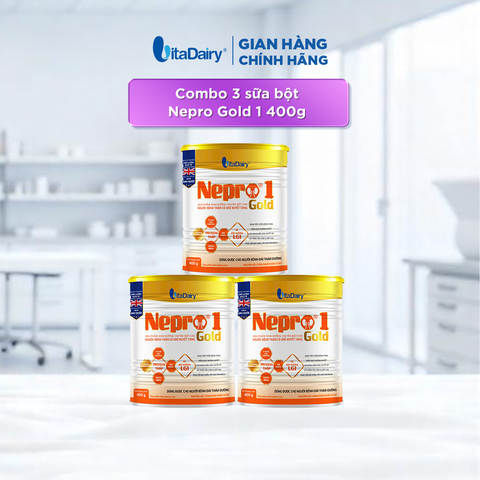  Combo 3 Sữa bột Nepro 1 Gold 400g, phù hợp với người cần lưu ý đường huyết và sức khỏe thận - VitaDairy 