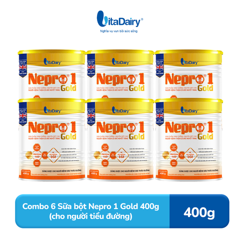  Combo 6 Sữa bột Nepro 1 Gold 400g phù hợp với người cần lưu ý đường huyết và sức khỏe thận - VitaDairy 