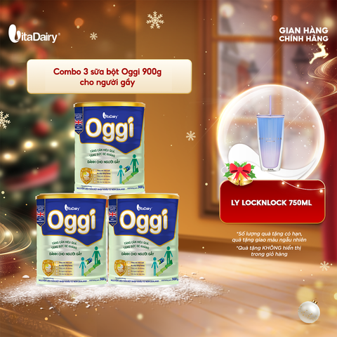  Combo 3 Sữa bột OGGI 900g hỗ trợ dinh dưỡng cho người cần tăng cân và duy trì vóc dáng - VitaDairy 