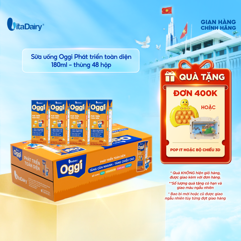  Sữa uống dinh dưỡng Oggi Phát triển toàn diện 180ml - Thùng 48 hộp - VitaDairy 
