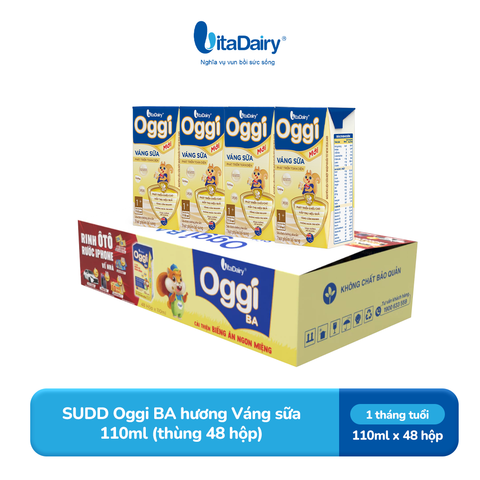  Sữa uống dinh dưỡng Oggi BA hương Váng sữa 110ml - thùng 48 hộp - VitaDairy 