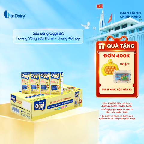  Sữa uống dinh dưỡng Oggi BA hương Váng sữa 110ml - thùng 48 hộp - VitaDairy 