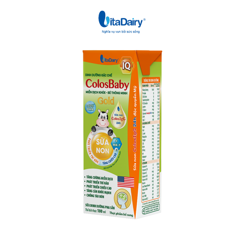  Sữa uống dinh dưỡng ColosBaby IQ Gold 180ml - thùng 48 hộp - VitaDairy 