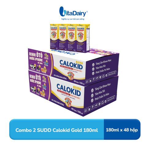  [COMBO 2 THÙNG 48 HỘP] Thức uống dinh dưỡng Calokid Gold 180ml - Thơm ngon dễ uống, Bé thích mê 