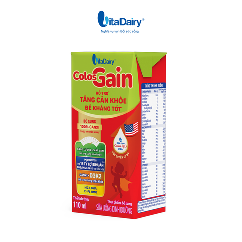  Sữa uống dinh dưỡng ColosGain 110ml cải tiến - thùng 48 hộp - Vitadairy 
