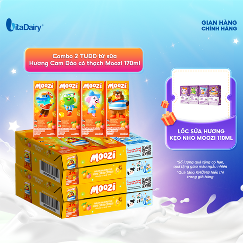  Combo 2 Thùng thức uống dinh dưỡng từ sữa Hương Cam Đào có thạch Moozi 170ml - Thùng 48 hộp 