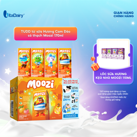  Thức uống dinh dưỡng từ sữa Hương Cam Đào có thạch Moozi 170ml - Thùng 48 hộp 