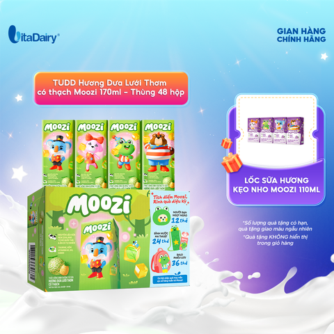  Thức uống dinh dưỡng từ sữa Hương Dưa Lưới Thơm có thạch Moozi 170ml - Thùng 48 hộp 