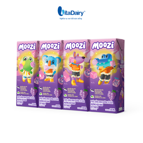  Thức uống dinh dưỡng từ sữa Hương Kẹo Nho có thạch Moozi 170ml - Thùng 48 hộp 