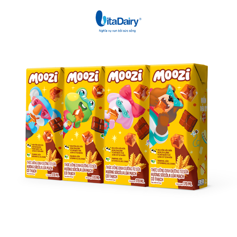  Thức uống dinh dưỡng từ sữa Hương Sôcôla Lúa Mạch có thạch Moozi 170ml - Thùng 48 hộp 