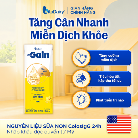  Sữa uống dinh dưỡng ColosGain 180ml cải tiến - thùng 48 hộp - VitaDairy 