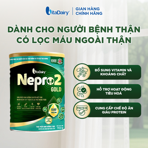  [COMBO 2 LON] Sữa bột Nepro 2 Gold - Phù hợp cho người bệnh suy thận có lọc máu ngoài - Lon 900g 