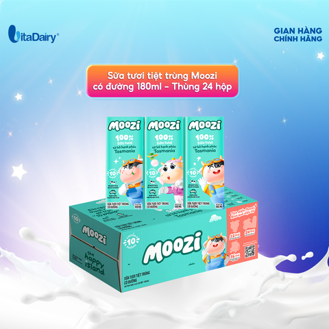  Sữa tươi tiệt trùng Moozi có đường 180ml - Thùng 24 hộp 
