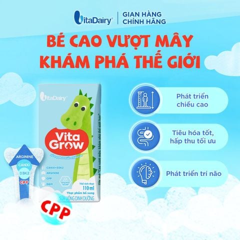  [COMBO 2 THÙNG 48 HỘP] Sữa uống dinh dưỡng Vitagrow cải tiến 180ml - Bổ sung năng lượng, Thơm ngon dễ uống, Bé thích mê 