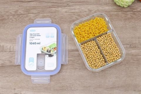  [QUÀ TẶNG KHÔNG BÁN] Hộp thuỷ tinh chữ nhật Nikko - 1040 ml (3 ngăn) 