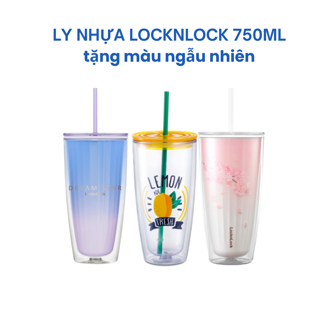  [QUÀ TẶNG KHÔNG BÁN] Ly nhựa 2 lớp Lock&Lock kèm ống hút Dream star Double wall cold cup 750ml HAP522 