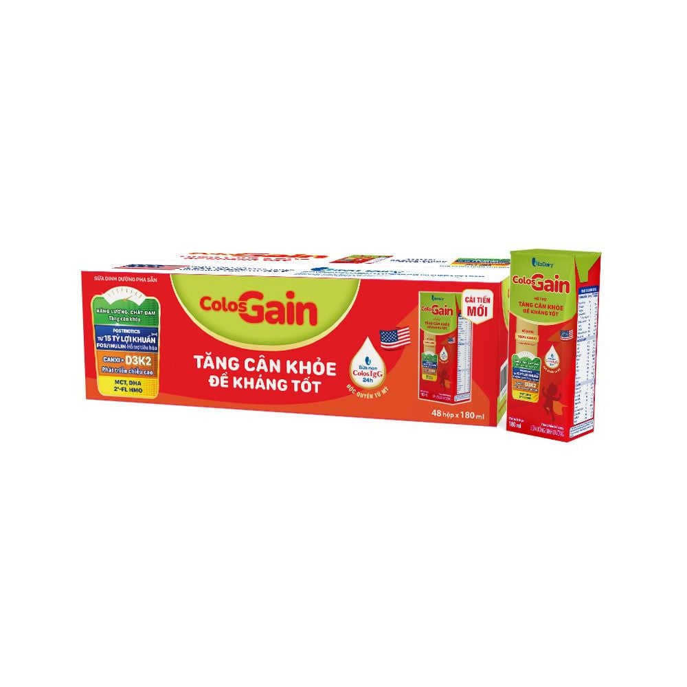  Sữa Uống Dinh Dưỡng Colos Gain Cải Tiến Mới 180ml - Thùng 48 hộp 