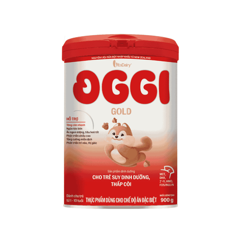  Sữa bột Oggi Gold giúp bé suy dinh dưỡng, thấp còi - Hỗ trợ tăng cân nhanh, tiêu hoá tốt, ngừa táo bón - Lon 900g 