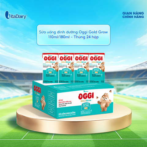  [THÙNG 24 HỘP] Sữa uống dinh dưỡng Oggi Gold Grow phát triển chiều cao, hỗ trợ hấp thu - Hộp 180ml 