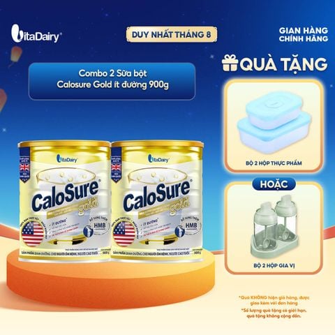  [COMBO 2 LON] Sữa bột CaloSure Gold ít đường 900g - Bổ sung năng lượng, giúp tiêu hoá khoẻ, hỗ trợ xương khớp khoẻ 