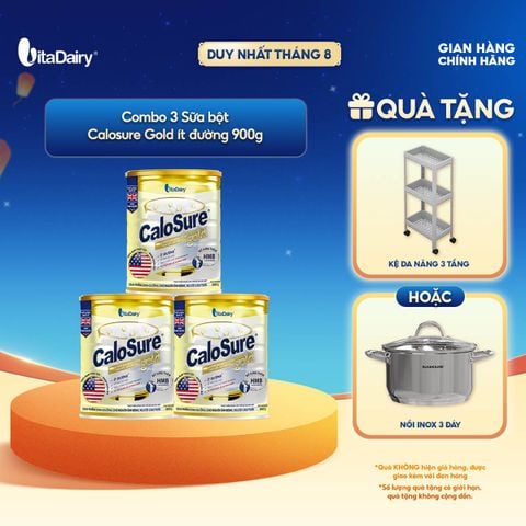  [COMBO 3 LON] Sữa bột CaloSure Gold ít đường 900g - Bổ sung năng lượng, giúp tiêu hoá khoẻ, hỗ trợ xương khớp khoẻ 