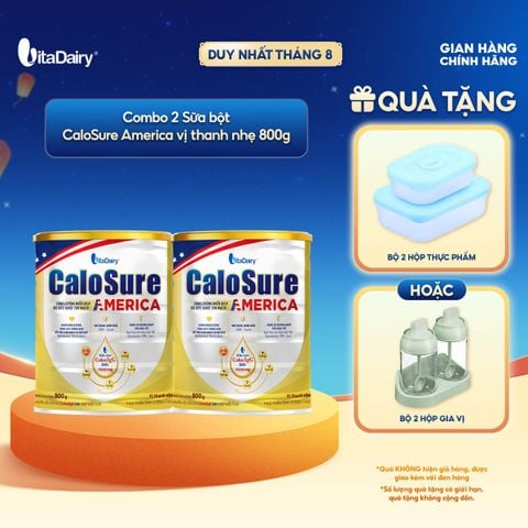  [COMBO 2 LON] Sữa bột CaloSure America vị thanh nhẹ 800g - Bổ sung năng lượng, giúp tiêu hoá khoẻ, hỗ trợ xương khớp khoẻ 