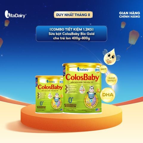 [COMBO 1.2KG TIẾT KIỆM] SPDD công thức Colosbaby Gold D3K2 0+, Lon 400g + 800g 