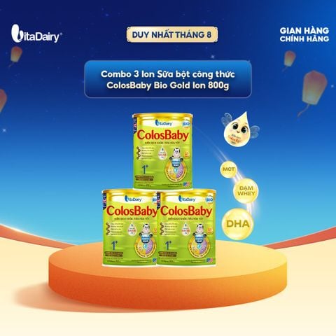  [COMBO 3 LON] Sữa bột ColosBaby Bio Gold 1+ – Hỗ trợ tiêu hoá, bổ sung dinh dưỡng – Lon 800g 
