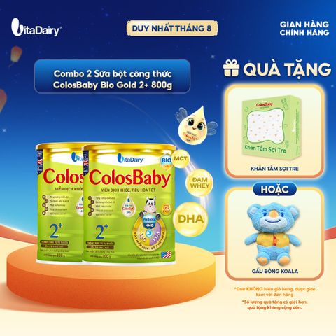  [COMBO 2 LON] Sữa bột Colobaby Bio Gold 2+ 800g có chứa sữa non, hỗ trợ hệ tiêu hóa khỏe mạnh - VitaDairy 