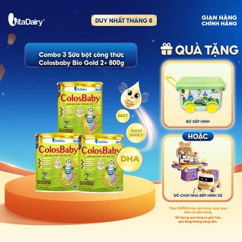  [COMBO 3 LON] Sữa bột Colobaby Bio Gold 2+ 800g có chứa sữa non hỗ trợ cải thiện hệ tiêu hóa khỏe mạnh - VitaDairy 