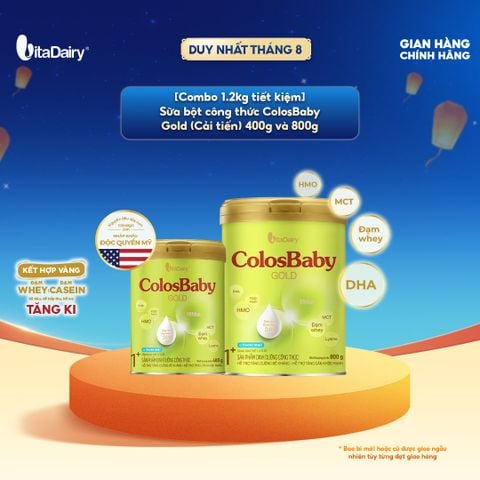  [COMBO TIẾT KIỆM 1.2KG] Sữa bột ColosBaby Gold cải tiến cho trẻ 1+ – Hỗ trợ tăng cân – Lon 400g + 800g 