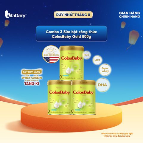  [COMBO 3 LON] SPDD công thức ColosBaby Gold 0+ 800g (Cải tiến) - VitaDairy 