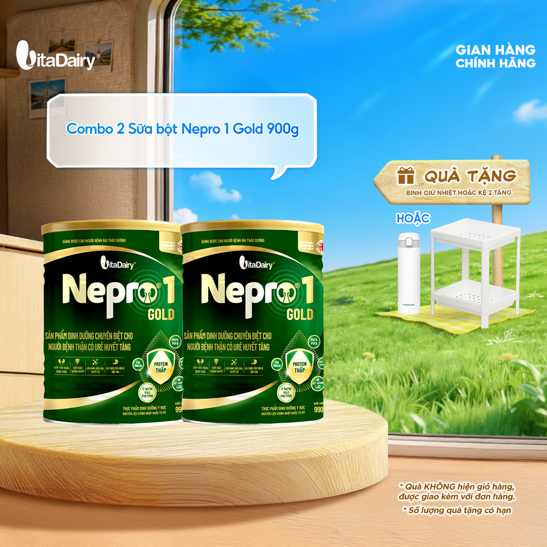  [COMBO 2 LON] Sữa bột Nepro 1 Gold - Phù hợp chế độ dinh dưỡng đặc biệt (dành cho người tiểu đường) - Lon 900g 