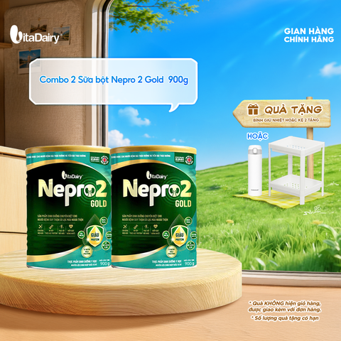  [COMBO 2 LON] Sữa bột Nepro 2 Gold - Phù hợp cho người bệnh suy thận có lọc máu ngoài - Lon 900g 