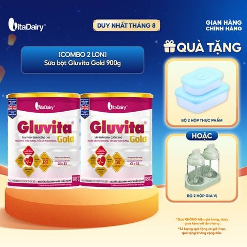  [COMBO 2 LON] Sữa bột Gluvita Gold dành cho người tiểu đường - Lon 900g 