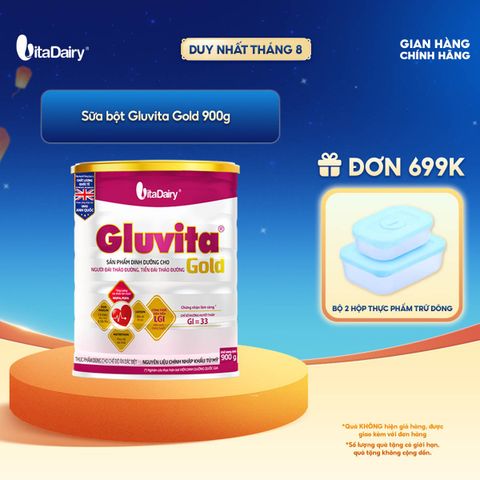  Sữa bột Gluvita Gold dành cho người tiểu đường - Giúp kiểm soát đường huyết, phục hồi sức khoẻ - Lon 900g 