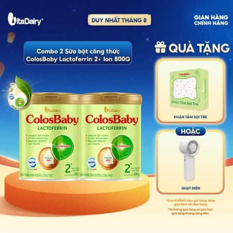 [COMBO 2 LON] Sữa bột ColosBaby Lactoferrin 2+ - Bổ sung kháng thể giúp bé tăng đề kháng - Lon 800g 