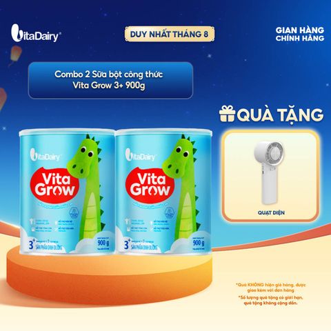  [COMBO 2 LON] Sữa bột VitaGrow cải tiến 3+ cho trẻ trên 3 tuỏi - Bổ sung năng lượng, giúp phát triển chiều cao - Lon 900g 