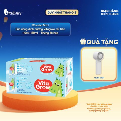  [COMBO MIX THÙNG 110ml+180ml] Sữa uống dinh dưỡng Vitagrow cải tiến - Bổ sung năng lượng, Thơm ngon dễ uống 