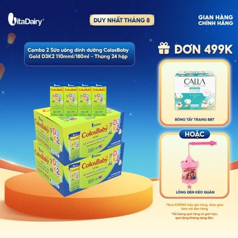  [COMBO 2 THÙNG 24 HỘP] Sữa uống dinh dưỡng ColosBaby Gold D3K2 180ml 