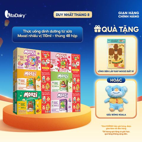  Thức uống dinh dưỡng từ sữa Hương Cam Đào Moozi 110ml - thùng 48 hộp 