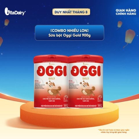  [COMBO 2 LON] Sữa bột Oggi Gold giúp bé suy dinh dưỡng, thấp còi - Hỗ trợ tăng cân nhanh, tiêu hoá tốt, ngừa táo bón - Lon 900 