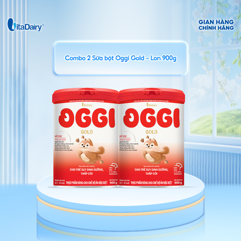  [COMBO 2 LON] Sữa bột Oggi Gold giúp bé suy dinh dưỡng, thấp còi - Hỗ trợ tăng cân nhanh, tiêu hoá tốt, ngừa táo bón - Lon 900 