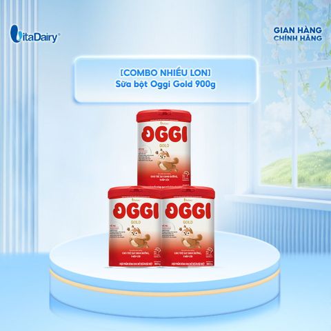  [COMBO 3 LON] Sữa bột Oggi Gold giúp bé suy dinh dưỡng, thấp còi - Hỗ trợ tăng cân nhanh, tiêu hoá tốt, ngừa táo bón - Lon 900 