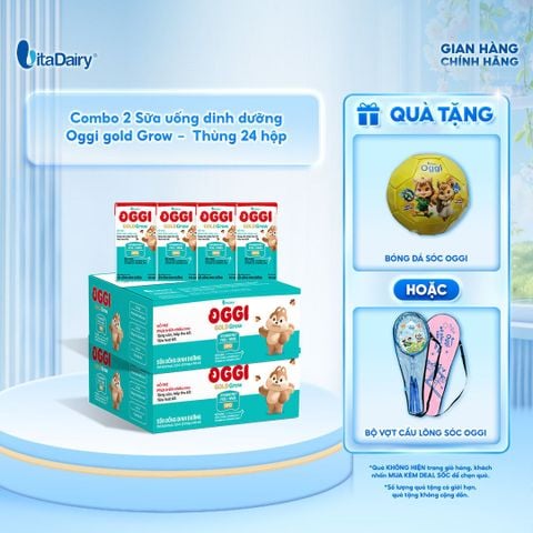  [COMBO 2 THÙNG 24 HỘP] Sữa uống dinh dưỡng Oggi Gold Grow 110ml - phát triển chiều cao, hỗ trợ hấp thu 